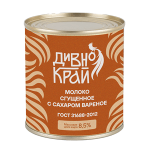 Молоко цельное сгущенное с сахаром варёное 8,5% 370г. ТМ "Дивно край"
